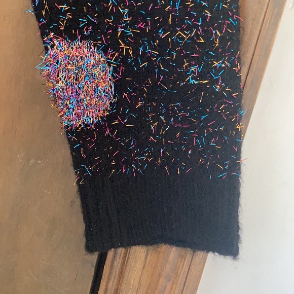 Relisted Apt 9 sweater black multi color metallic accent polka dot casual winter - Picture 7 of 16